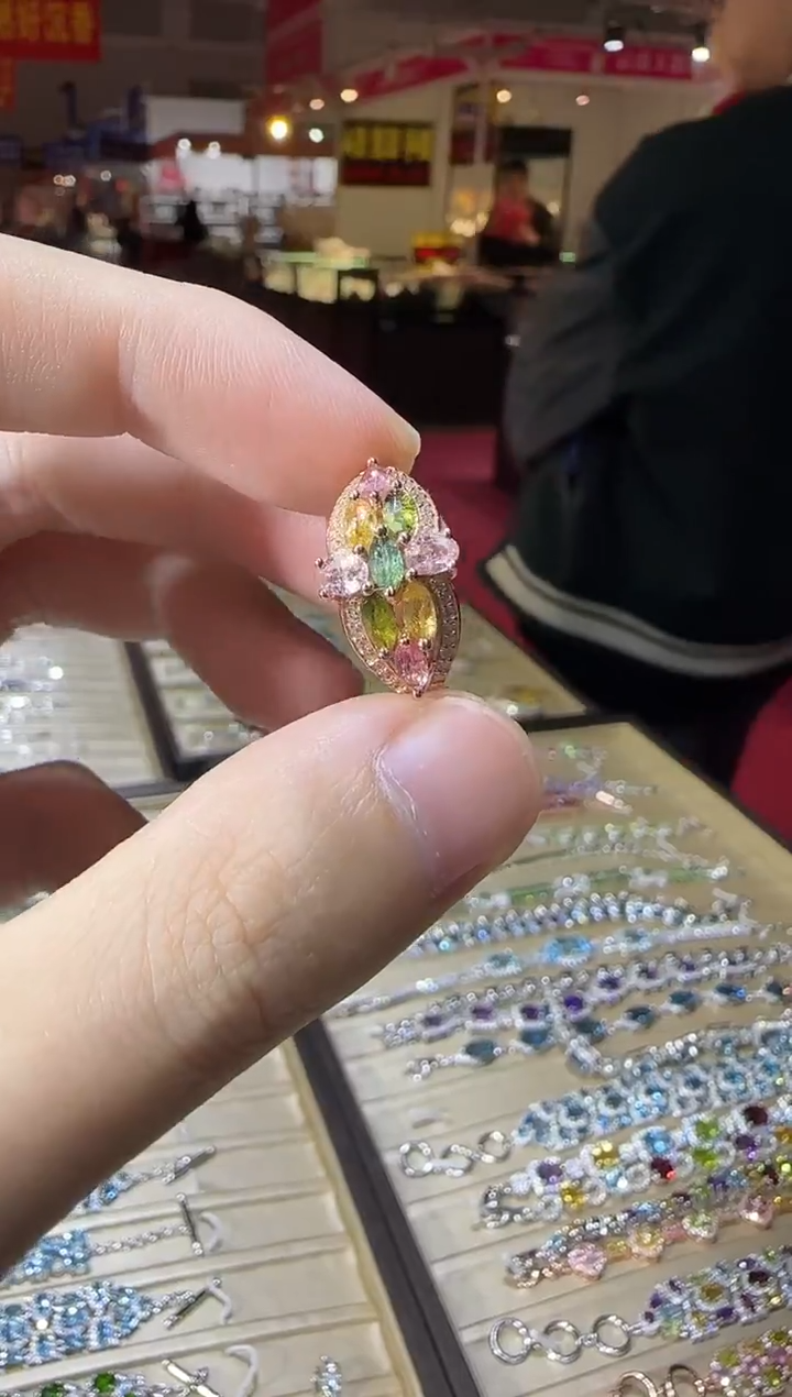 银S925镶嵌戒指碧玺恶魔之眼