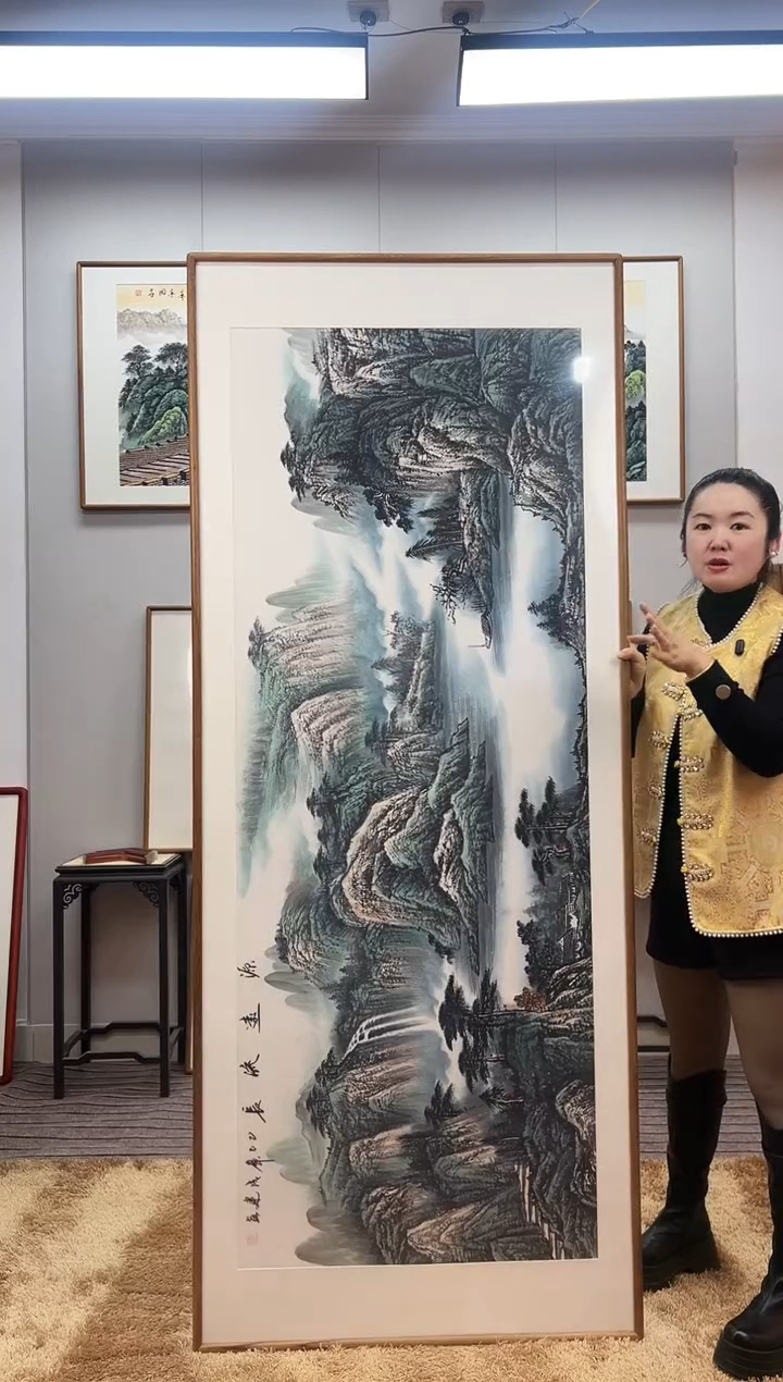 国画手绘山水202*82尺寸