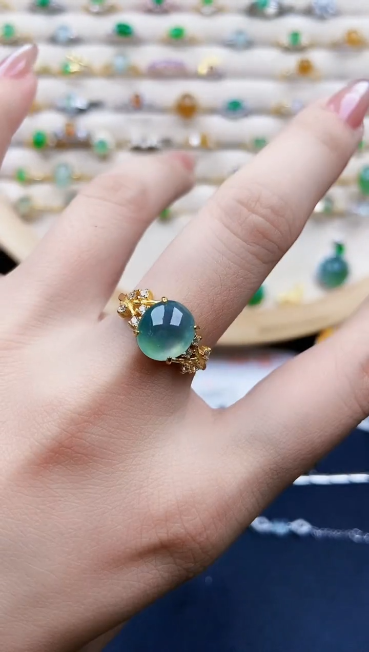 翡翠戒指银S925镶嵌12