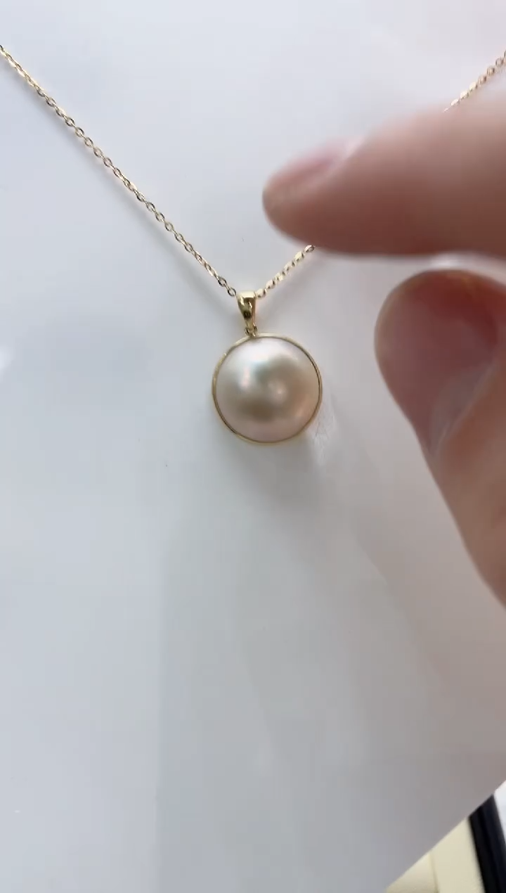 【闪购商品】拼合珍珠（马贝珠）海水马贝珍珠18K金镶嵌海水马贝吊坠