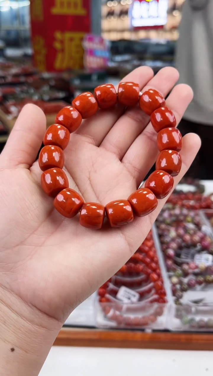 【闪购商品】南红玛瑙瓦西直切手串13+未镶嵌一个/条