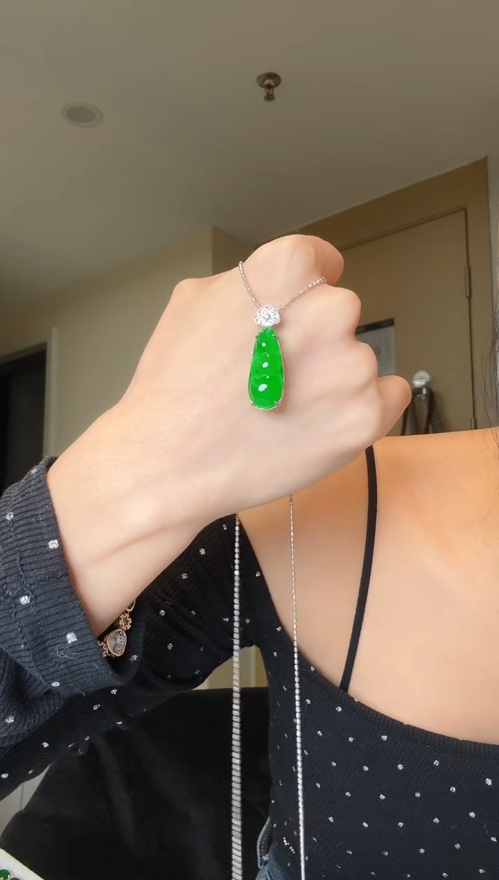 【闪购商品】翡翠吊坠(不含链)银S925镶嵌天然翡翠吊坠3