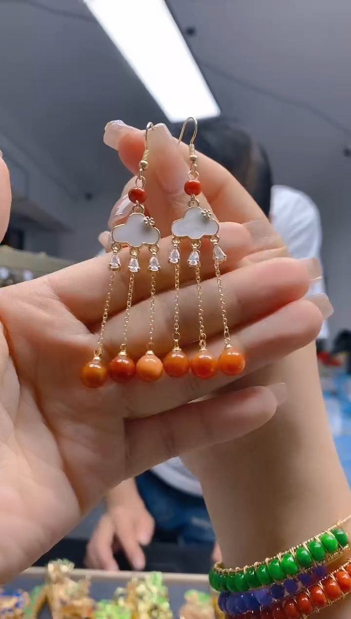 【闪购商品】翡翠耳饰合金356翡翠耳钩