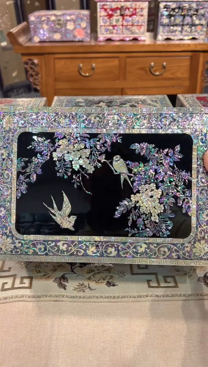 【闪购商品】按扣全满螺满贝底弘贝雅螺钿漆器文化馆