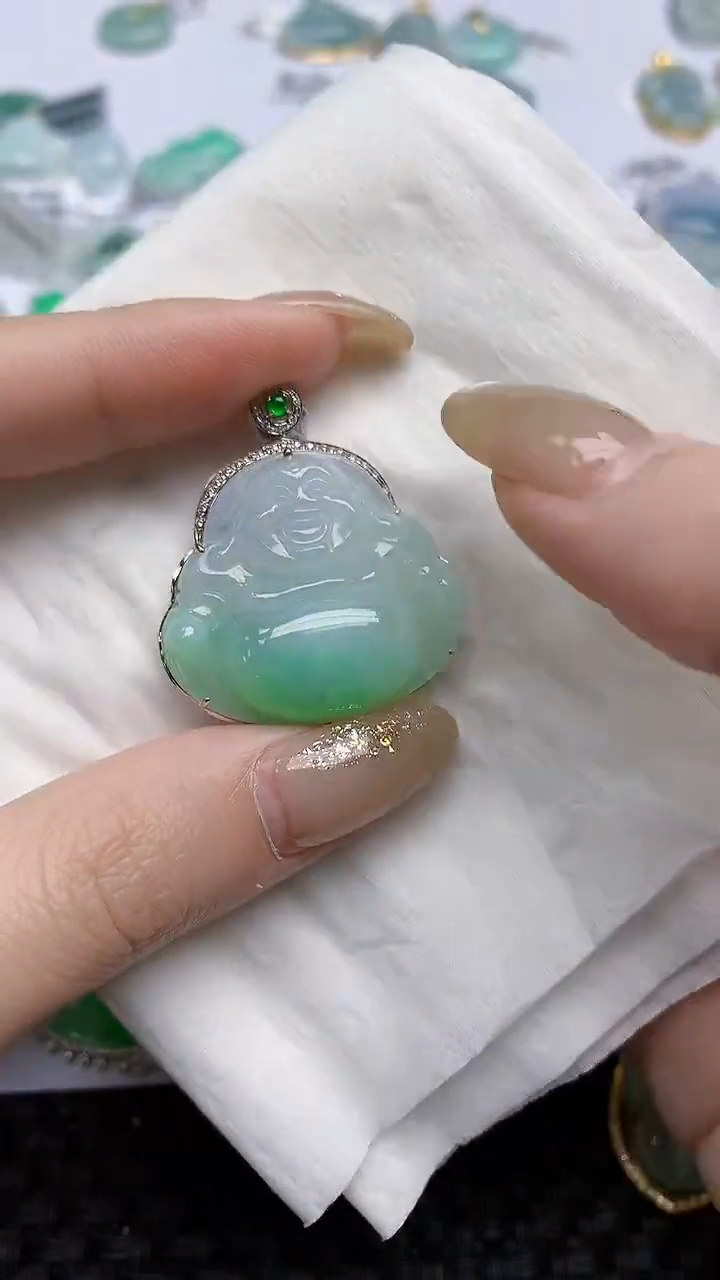 【闪购商品】翡翠颈饰18K金镶嵌天然翡翠A货