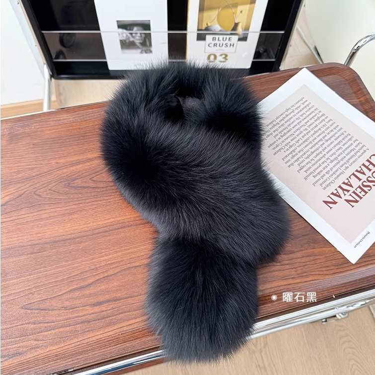 黑色狐狸毛围巾 经典高级