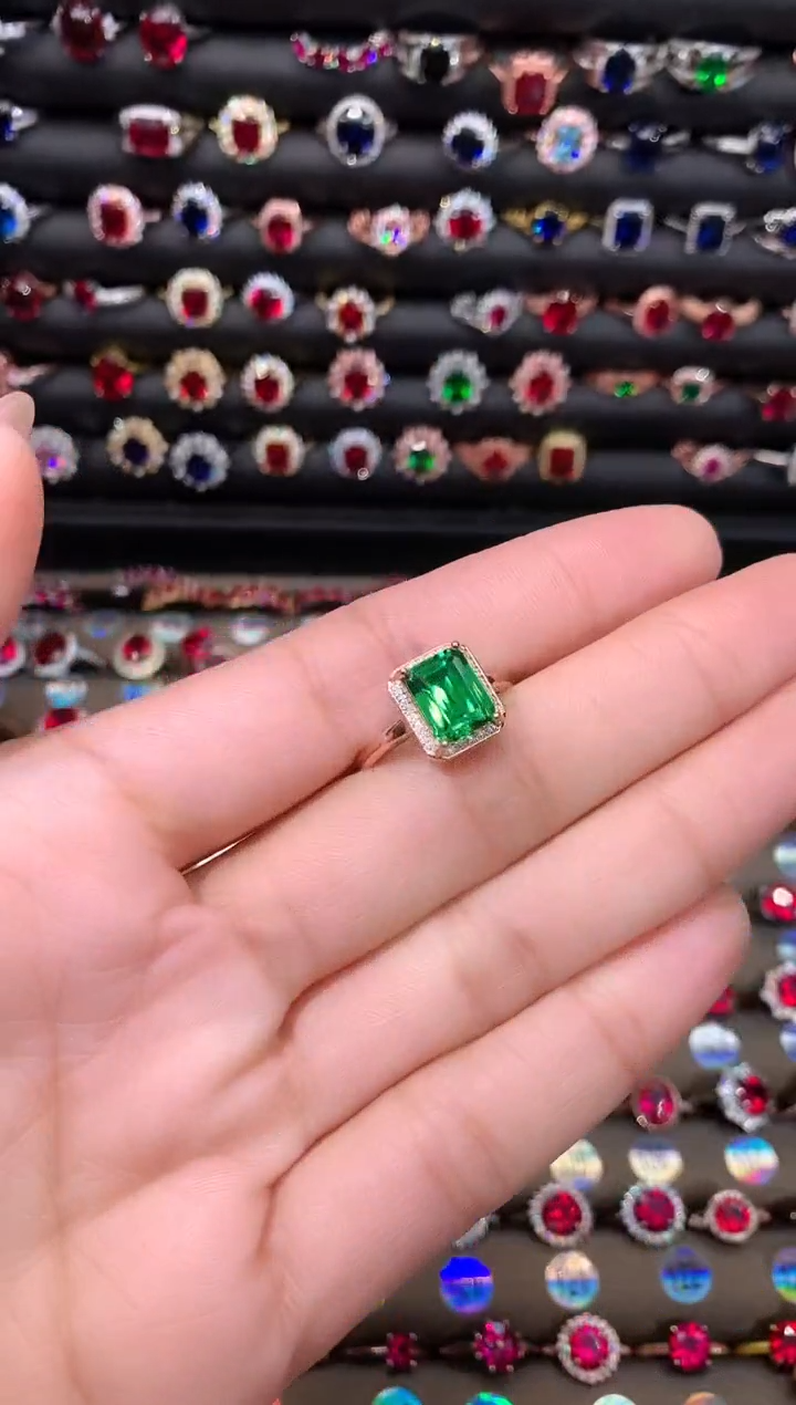 【闪购商品】透辉石戒指银S925镶嵌79