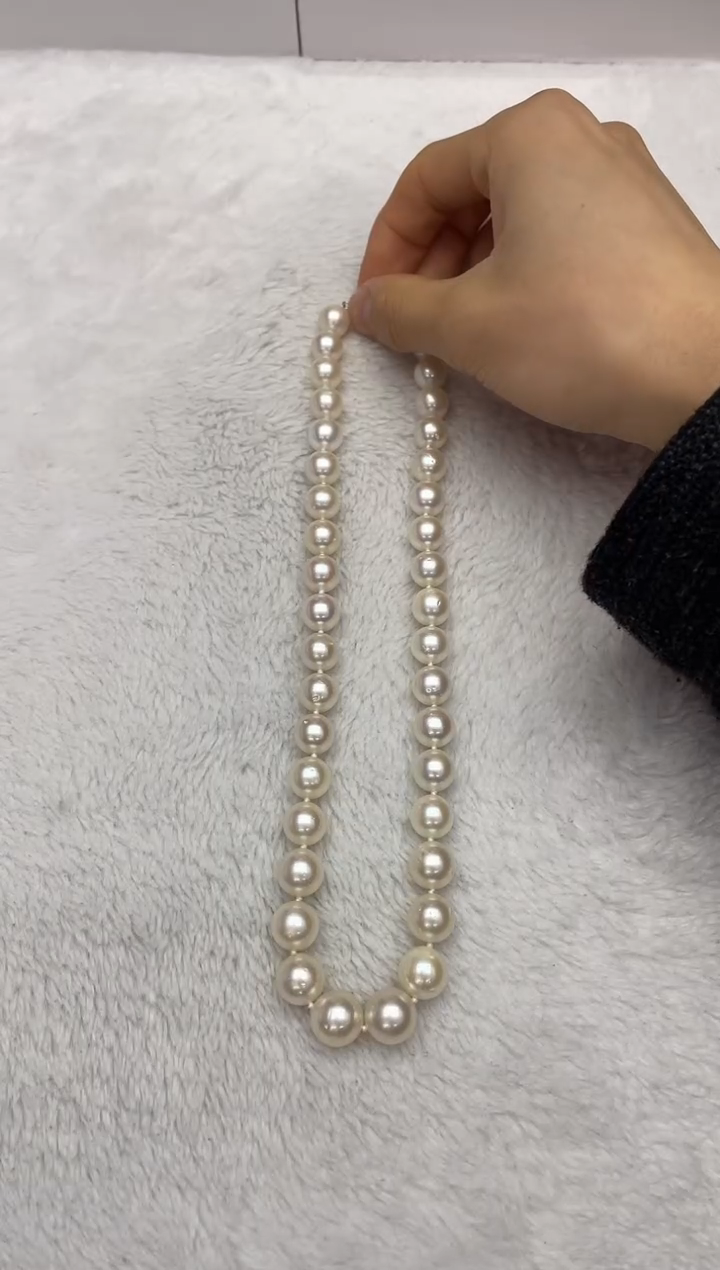 【闪购商品】海水珍珠项链银S925镶嵌澳白10-13mm（多样性发一）