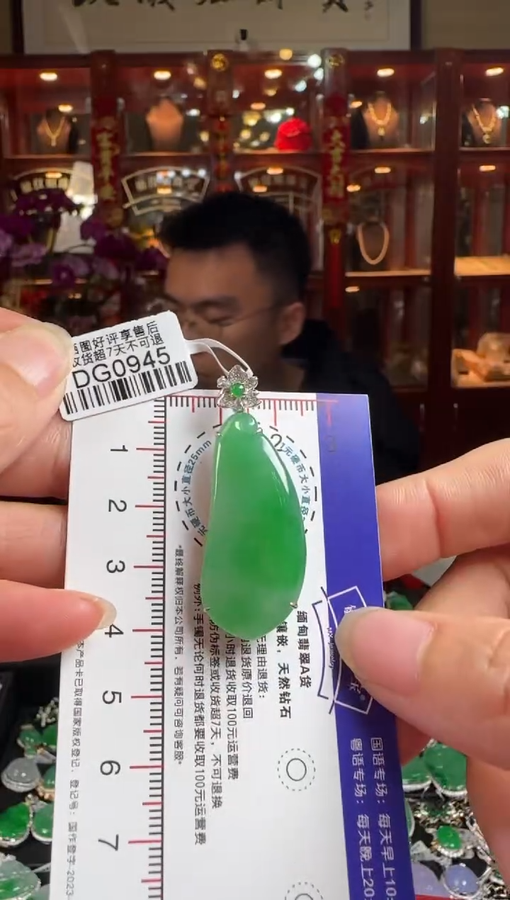 【闪购商品】翡翠颈饰18K金镶嵌DG0945冰绿福瓜