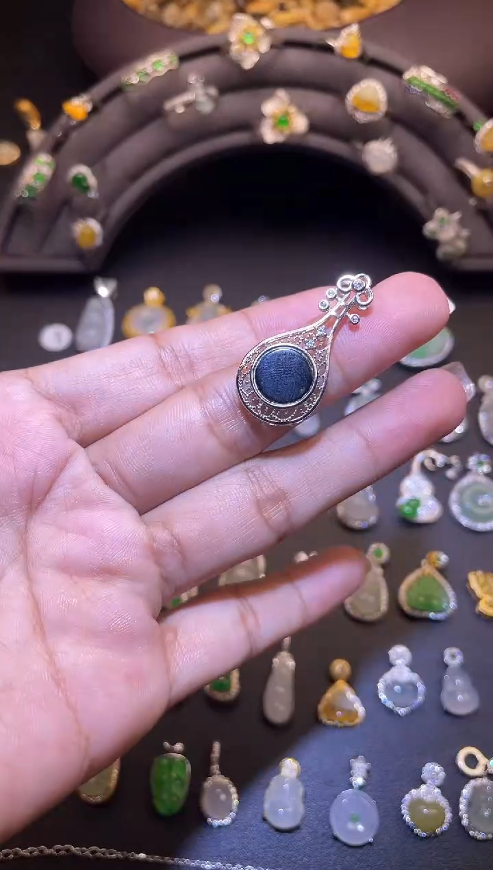 吊坠(不含链)银S925镶嵌翡翠1