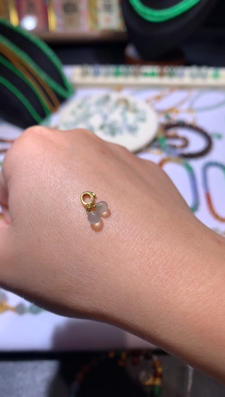 【闪购商品】定制翡翠18K金镶嵌珠子滴流680+68