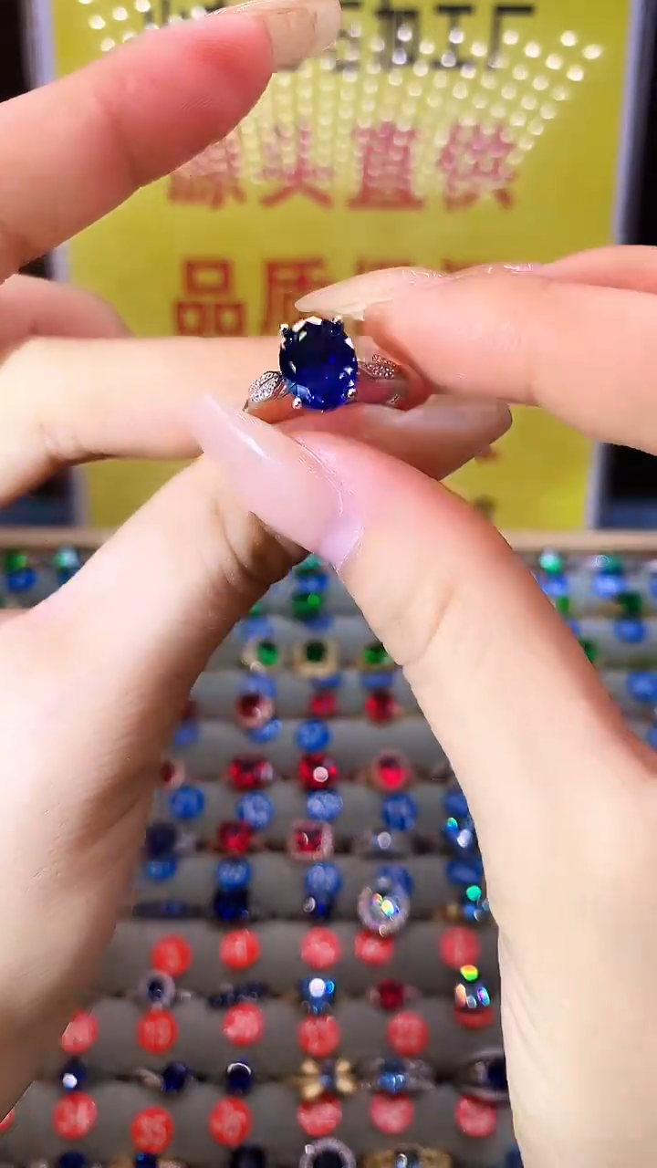 蓝宝石戒指银S925镶嵌........