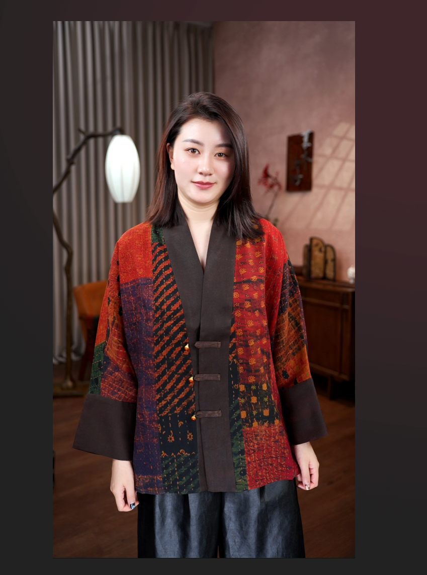 莨木与纱-香云纱百家布40姆米外套