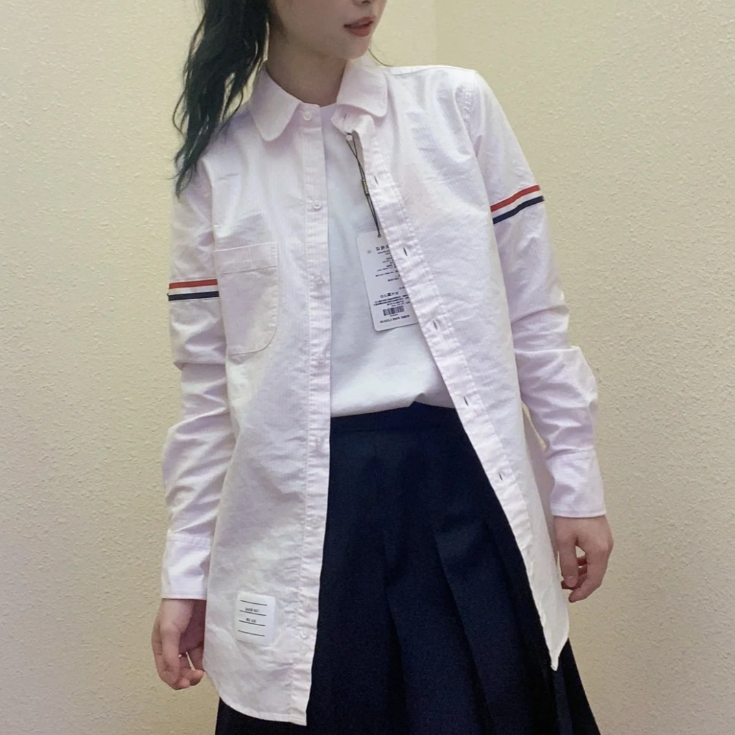 全新未使用 THOMBROWNE /学院风条纹牛津衬衫/42码
