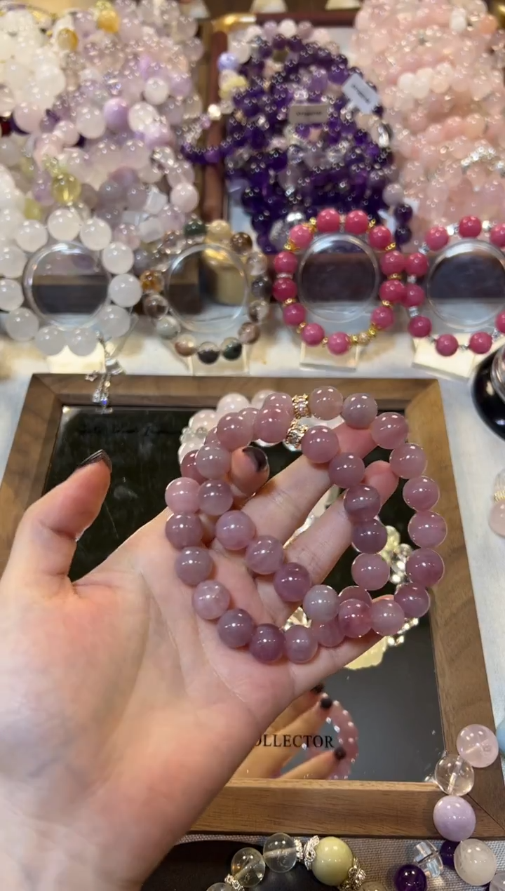 未镶嵌手串水晶紫马粉双圈天然水晶 