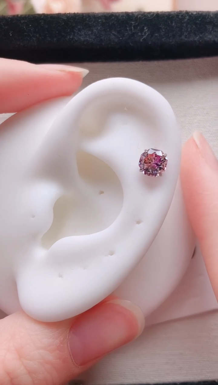 钛钢合金合成立方氧化锆6M八边手捧花|6195一只