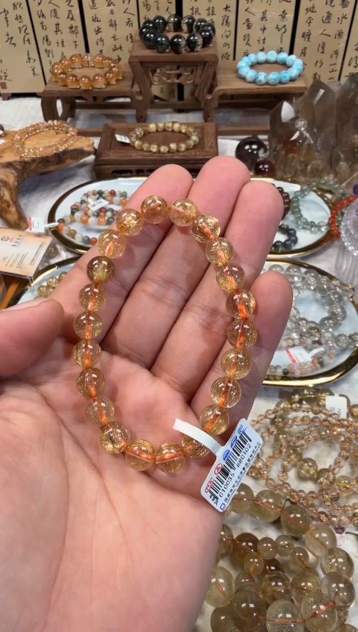 未镶嵌手串水晶熹*✨SJ-596金发晶8m+