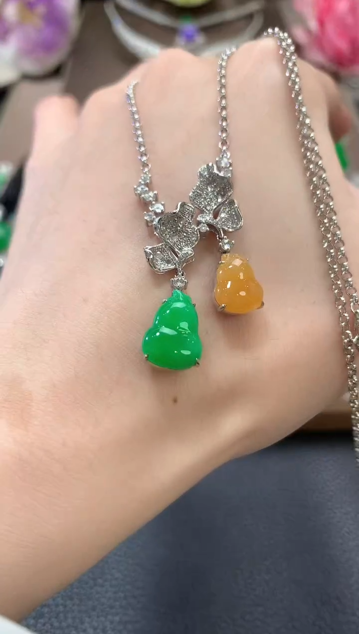 套链18K金镶嵌翡翠c50