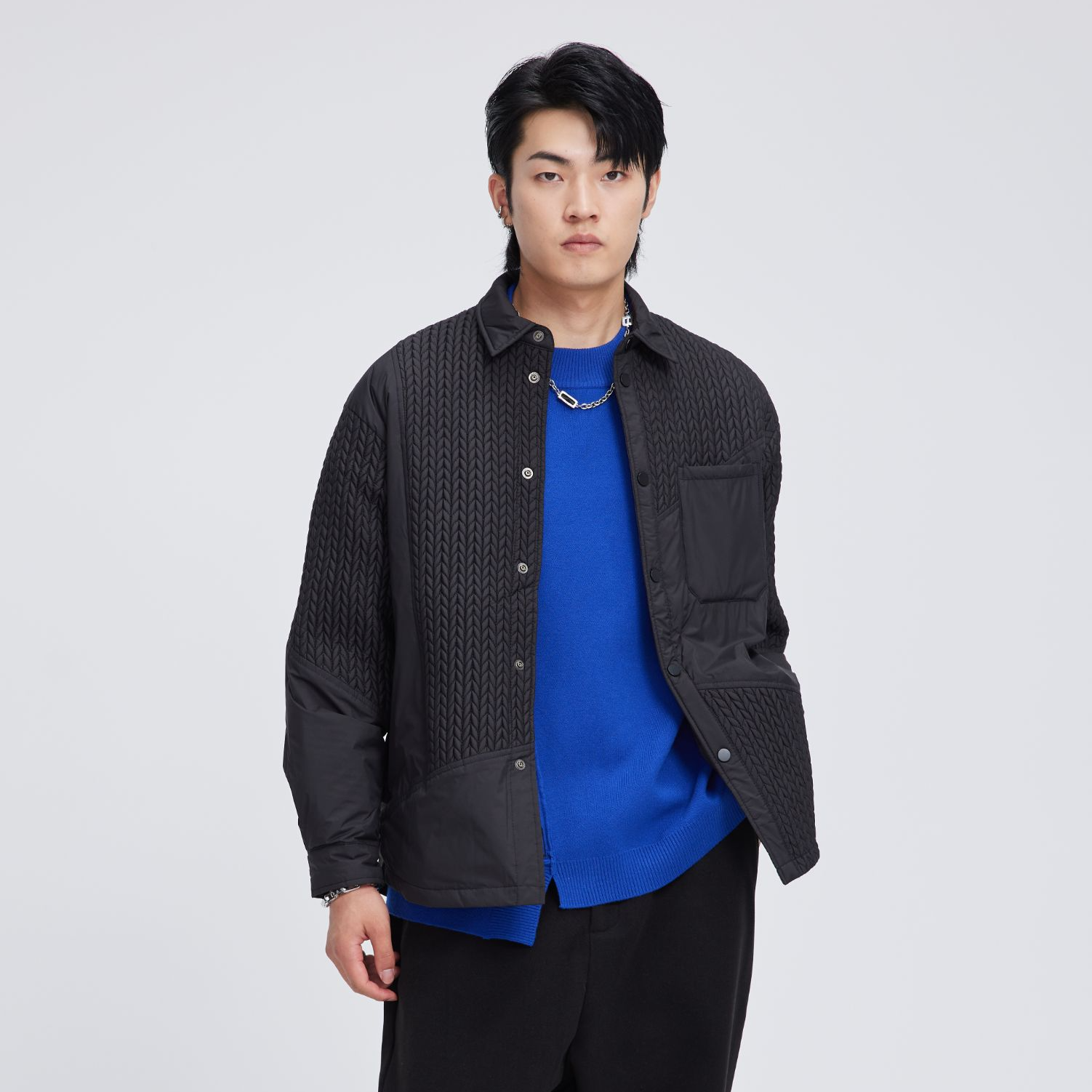 HERBEL/黑白冬季男士羽绒服短款时尚休闲潮流户外保暖