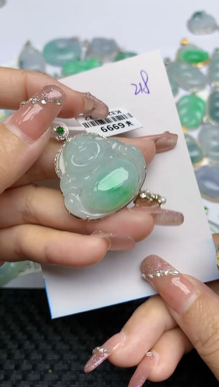 【闪购商品】翡翠颈饰18K金镶嵌天然A货翡翠 218