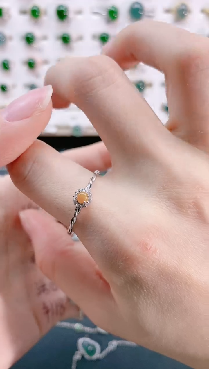 【闪购商品】翡翠戒指银S925镶嵌天然翡翠