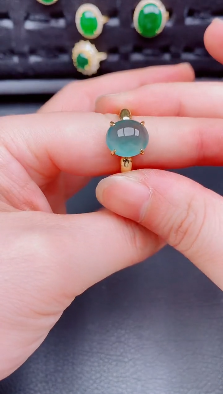 【闪购商品】翡翠戒指银S925镶嵌天然a货翡翠263