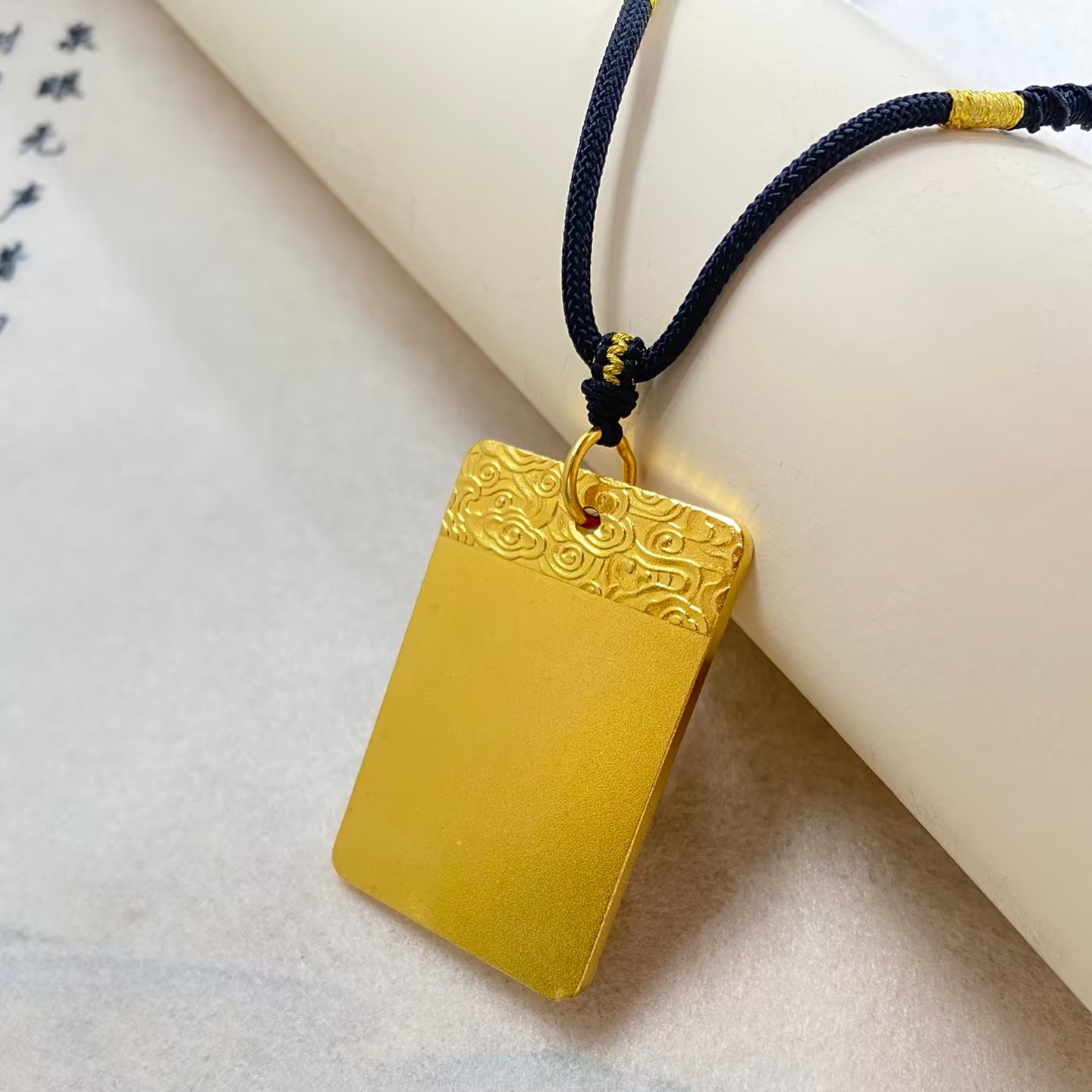 吊坠足银 银饰吊坠 足银999 无事牌寓意气质时尚经典实心磨砂