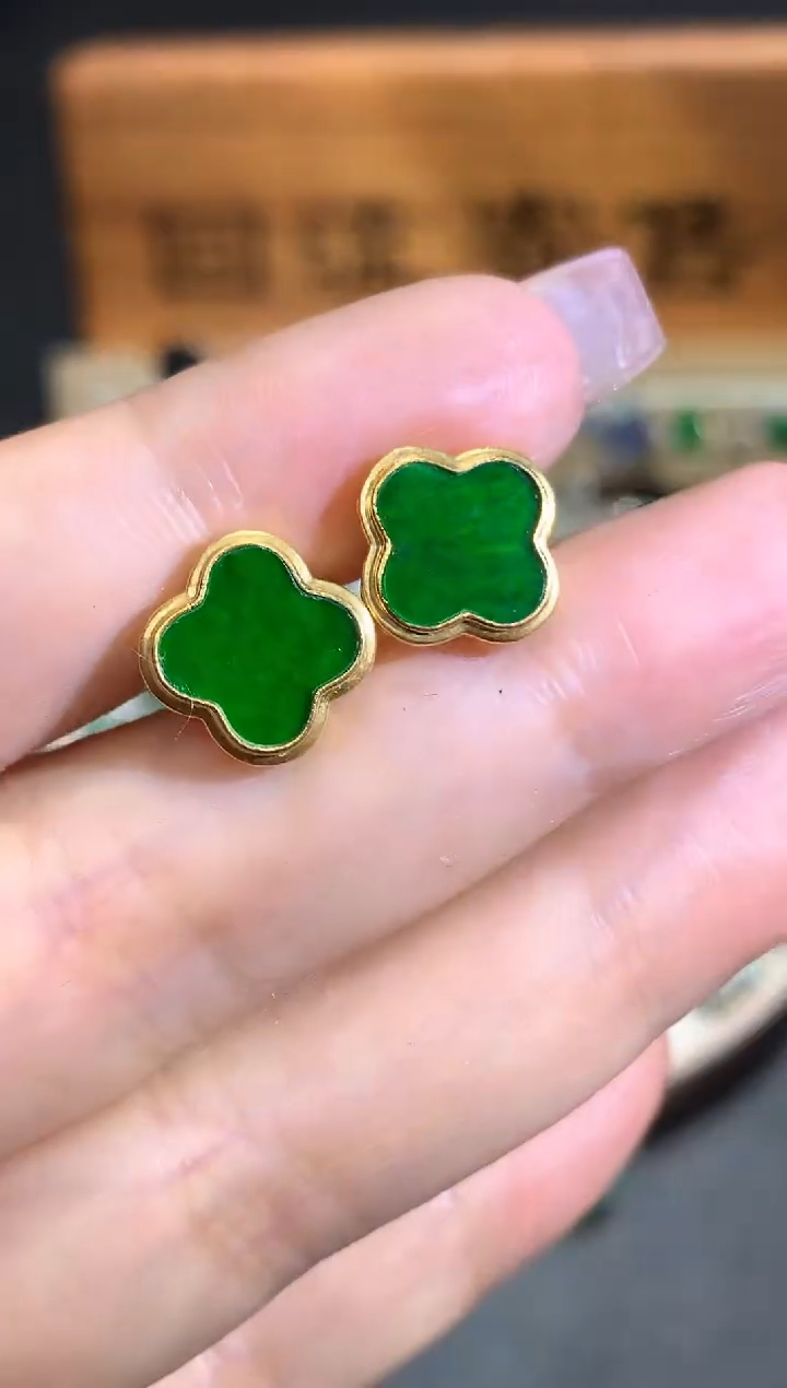 【闪购商品】翡翠耳饰18K金镶嵌团购