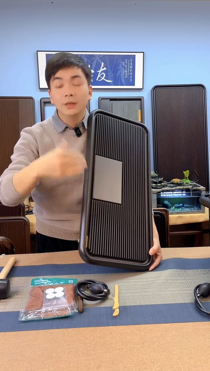【闪购商品】凌龙黑色款式茶盘70*32*4