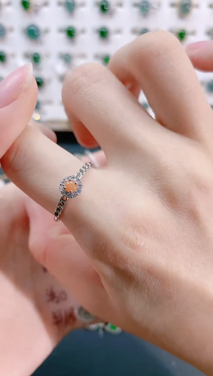 【闪购商品】翡翠戒指银S925镶嵌天然翡翠