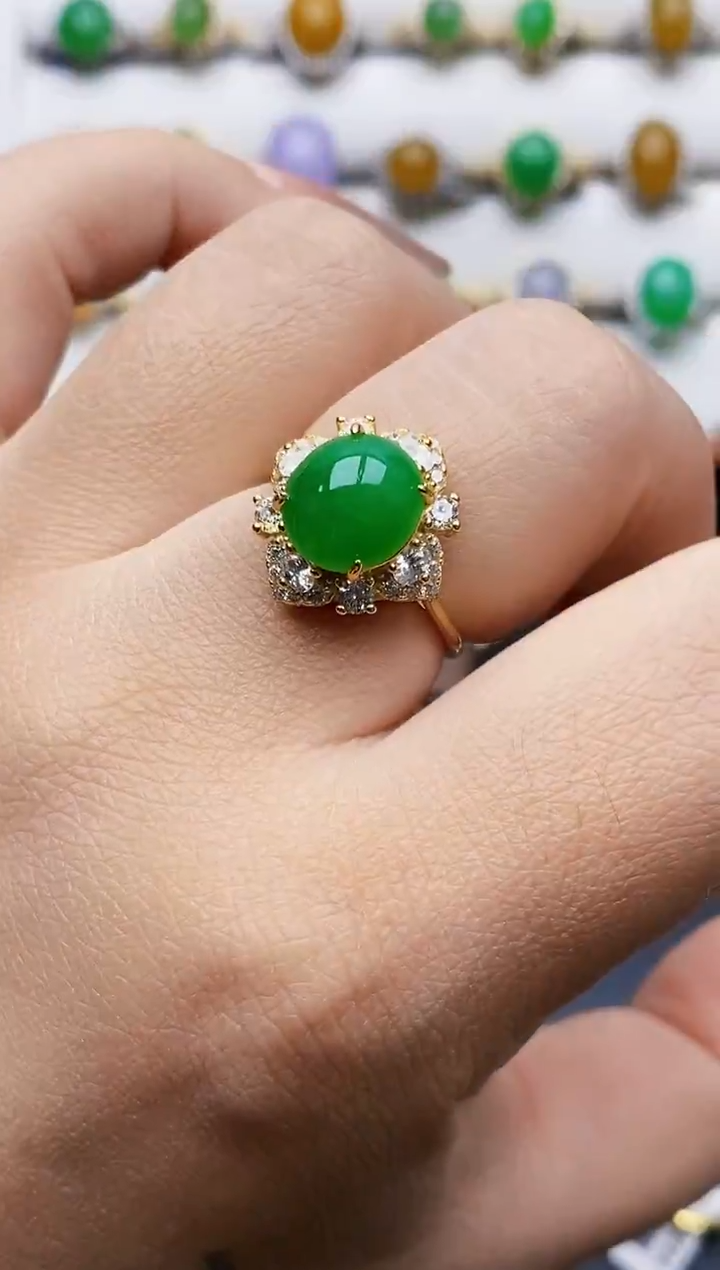 银S925镶嵌戒指翡翠2523