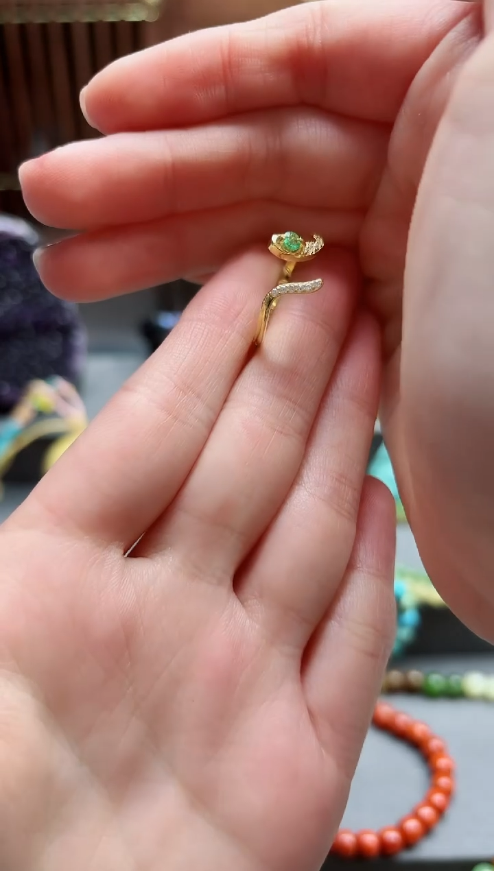 【闪购商品】祖母绿戒指银S925镶嵌祖母绿戒指*1 CBGF