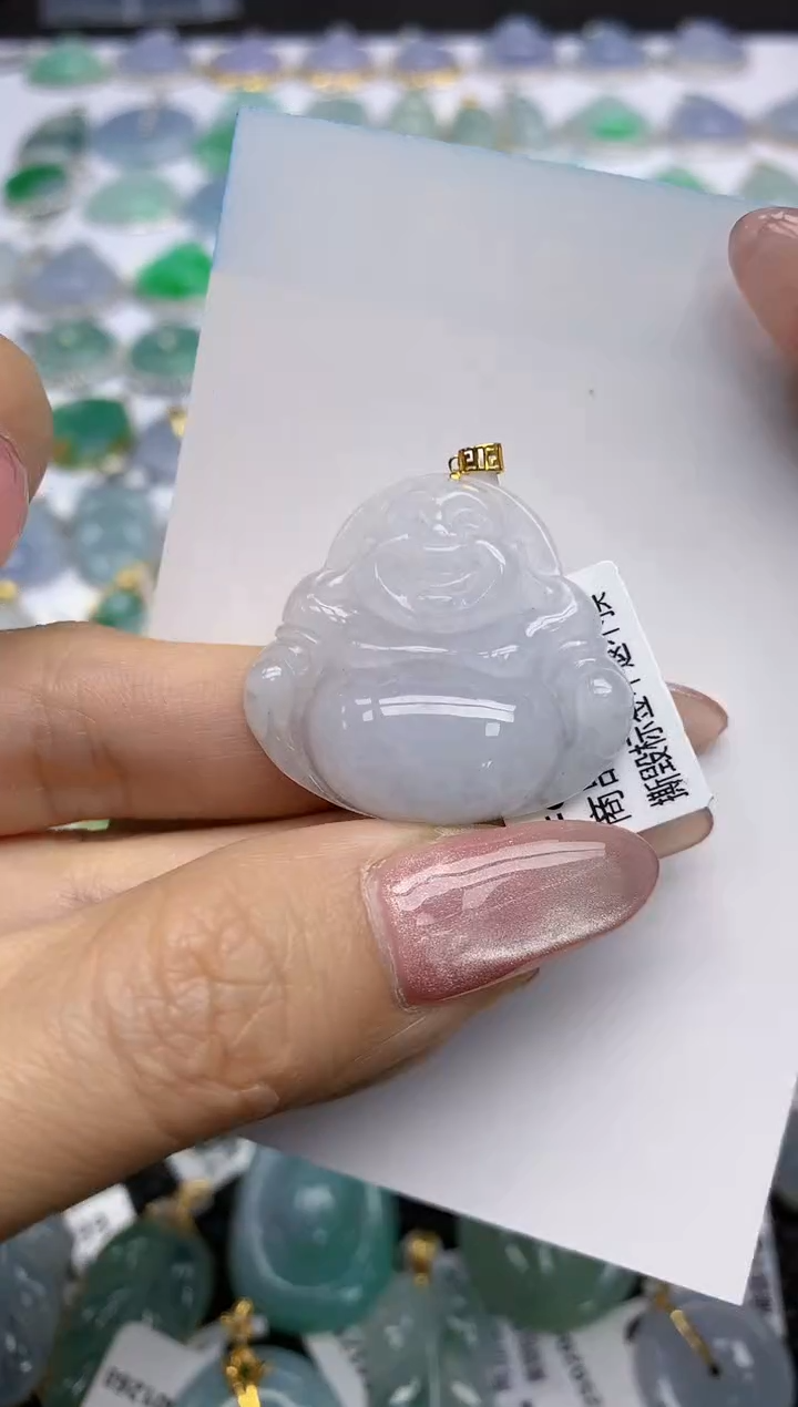 【闪购商品】翡翠挂件18K金镶嵌天然翡翠A货