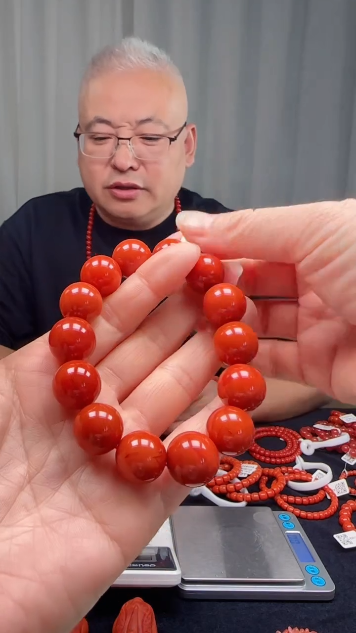 未镶嵌多样性发一件南红玛瑙【高货】柿锦红15mm保山圆珠单圈 