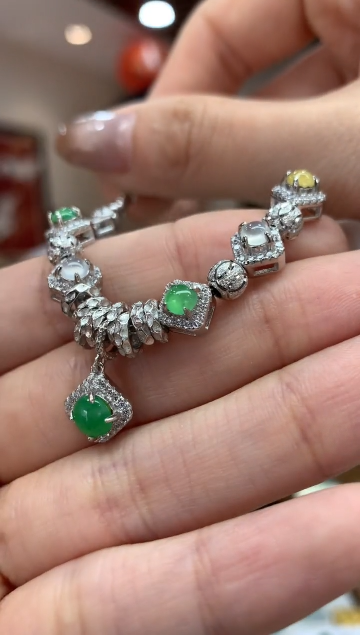 【闪购商品】银S925镶嵌翡翠手链手链