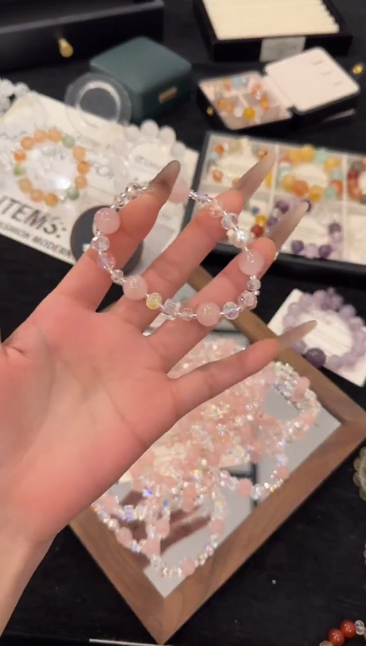 未镶嵌手链水晶粉水泡泡x3525