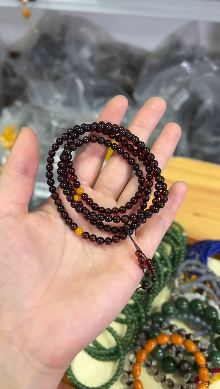 【闪购商品】血珀手链未镶嵌血珀小米珠多圈手链[1010]