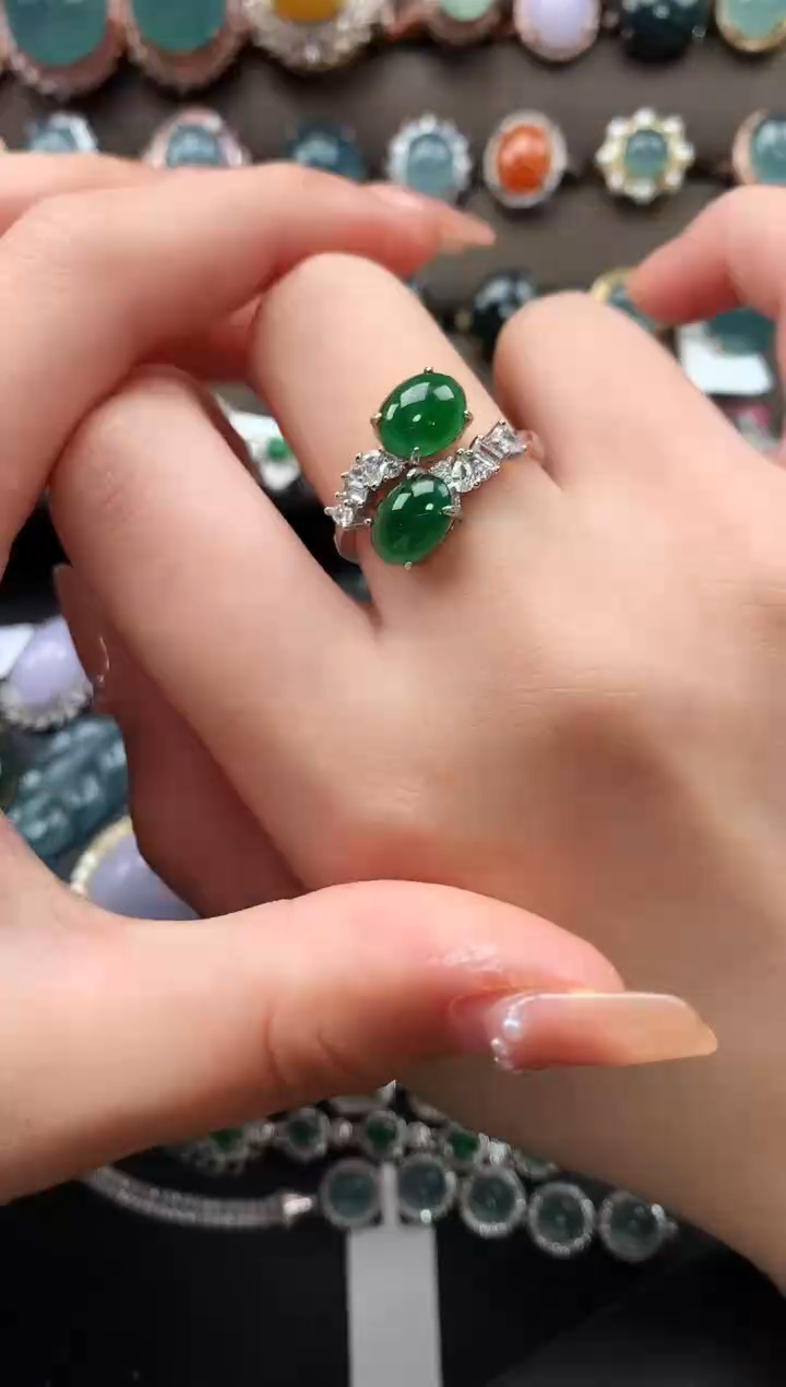 【闪购商品】翡翠戒指银S925镶嵌52141