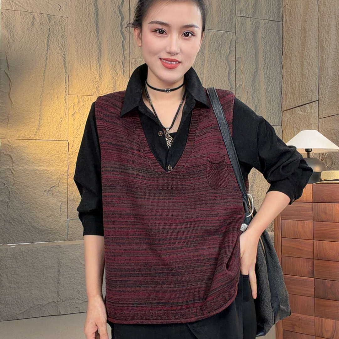 素格【61304】2025年复古百搭女款马甲