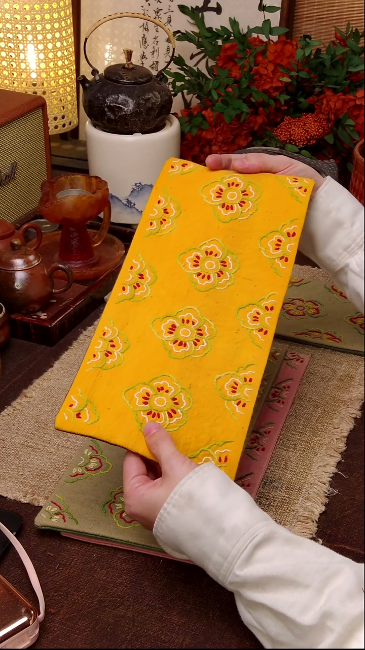 欢*多Cici手作刺子绣柿染壶垫杯311，不退换