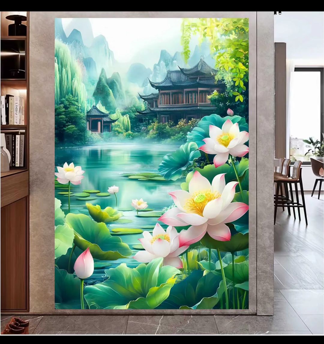 【350】步步生莲 大格满绣无勾边十字绣套件