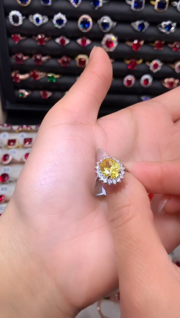 【闪购商品】水晶戒指银S925镶嵌黄水晶810