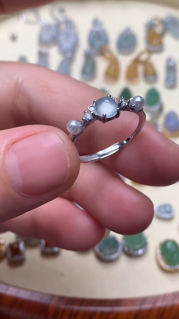 【闪购商品】翡翠戒指银S925镶嵌翡翠镶嵌戒指