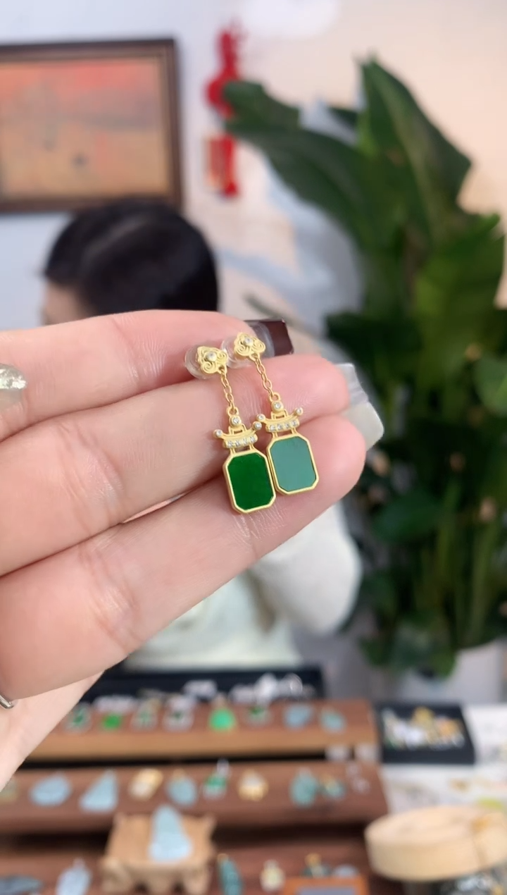 【闪购商品】翡翠耳饰银S925镶嵌耳饰