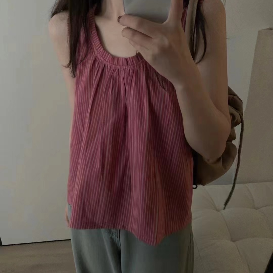 时尚外穿羽羽服ins,咩咩服背心褶皱网红夏季宽松内搭打底无袖吊带