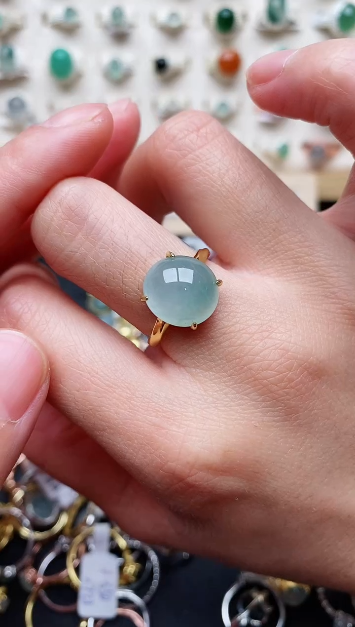 【闪购商品】翡翠戒指银S925镶嵌天然翡翠222  6+