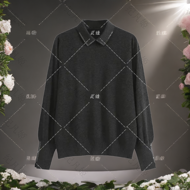 纪凡姬/3339-法式轻奢小方领烫钻针织小衫女设计感高档针织衫
