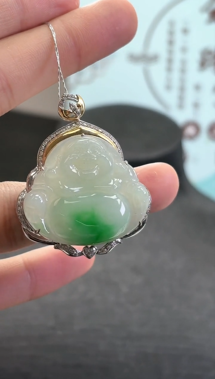 【闪购商品】翡翠颈饰18K金镶嵌佛公