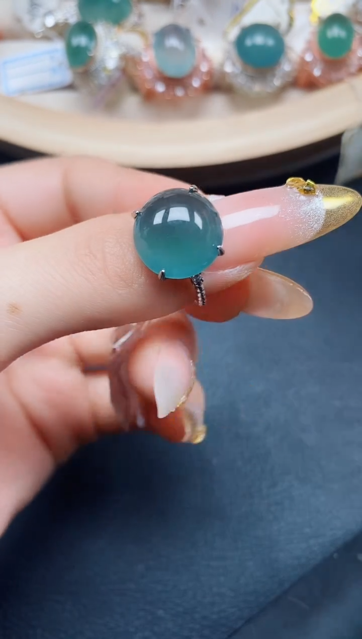 【闪购商品】翡翠戒指银S925镶嵌翡翠