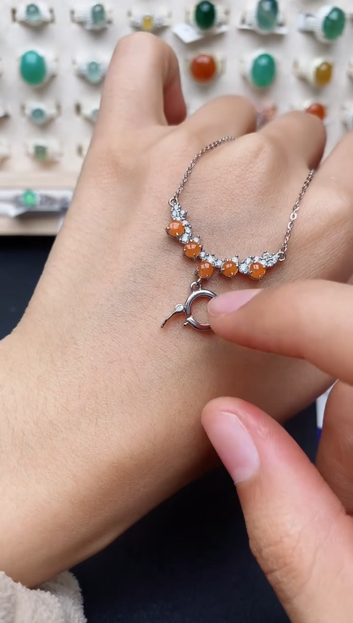 【闪购商品】翡翠颈饰银S925镶嵌缅甸翡翠